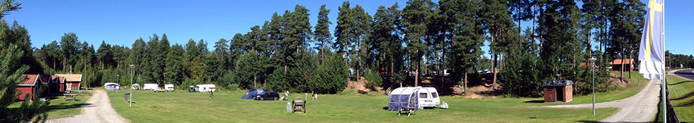 Ljusdals Camping, Häsingland, Gävleborg, Sverige. Husbil, husvagn, tält, stuga.